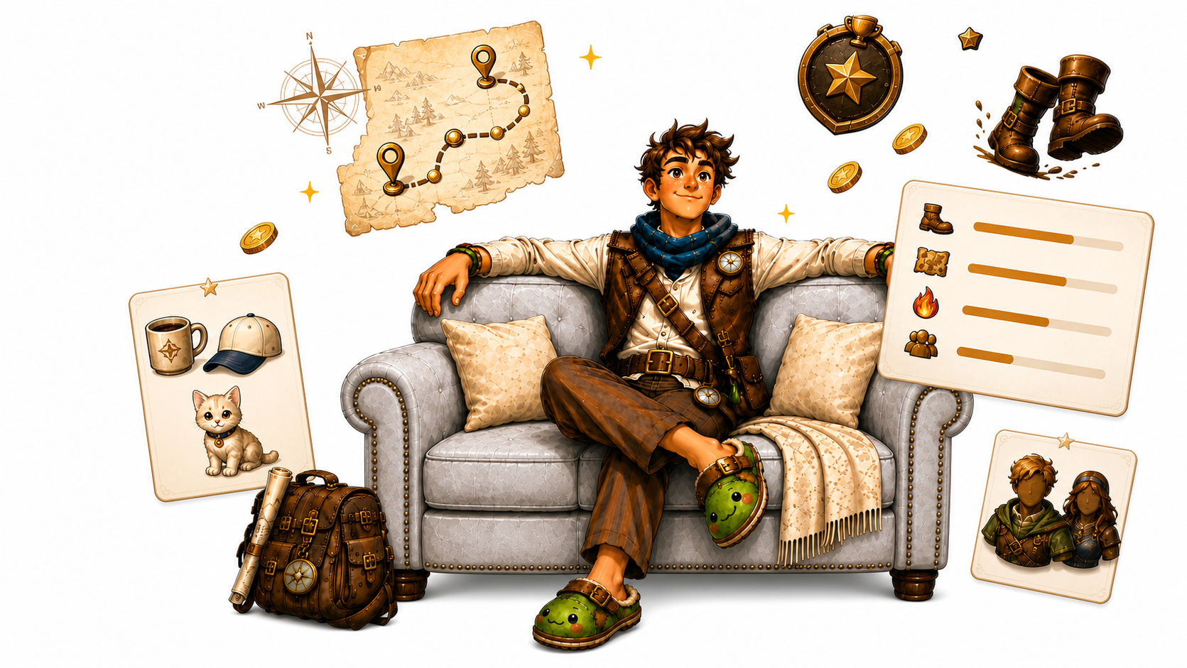 VibeWalk walking RPG hero art