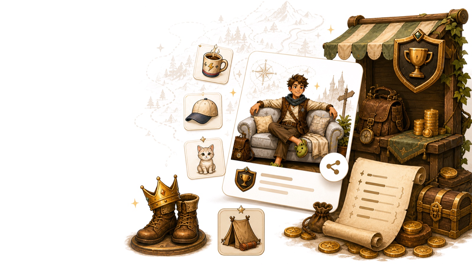 VibeWalk rewards and shop art